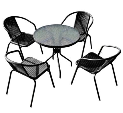 Set Terraza 4 Sillas + Mesa Vidrio