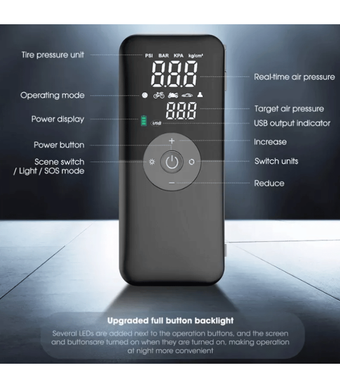 Inflador De Neumáticos Con Bomba De Aire Recargable Carsun (1)